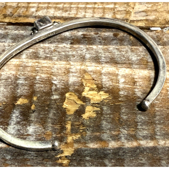 Sterling Silver Native American Lapis Cuff Bracelet Southwestern Signed AN - Picture 6 of 8